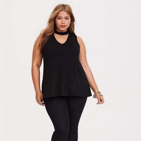 Torrid Super Soft Black Choker Tank  Tunic 2X - Picture 1 of 12